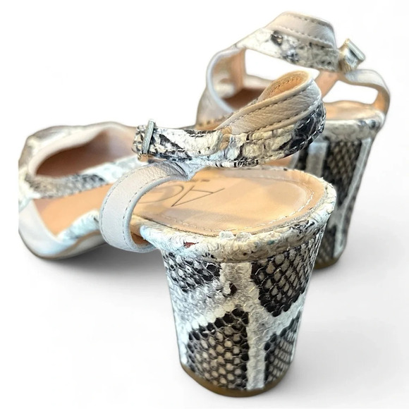 AGL Pumps 35.5 Slingback Block Heel Shoes Snake Skin Office Work Pointed Toe - Picture 5 of 11